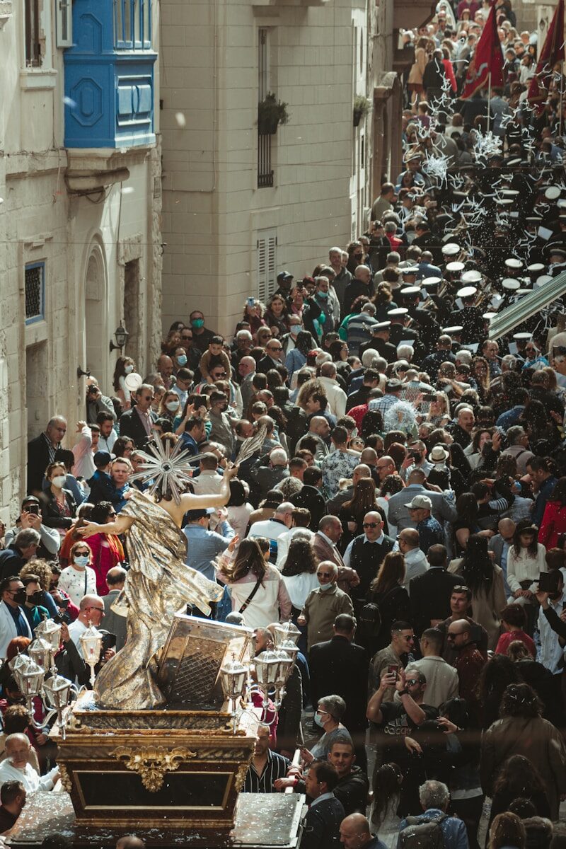 Spectacular fireworks illuminating the night sky during Santa Marija Festival in Malta